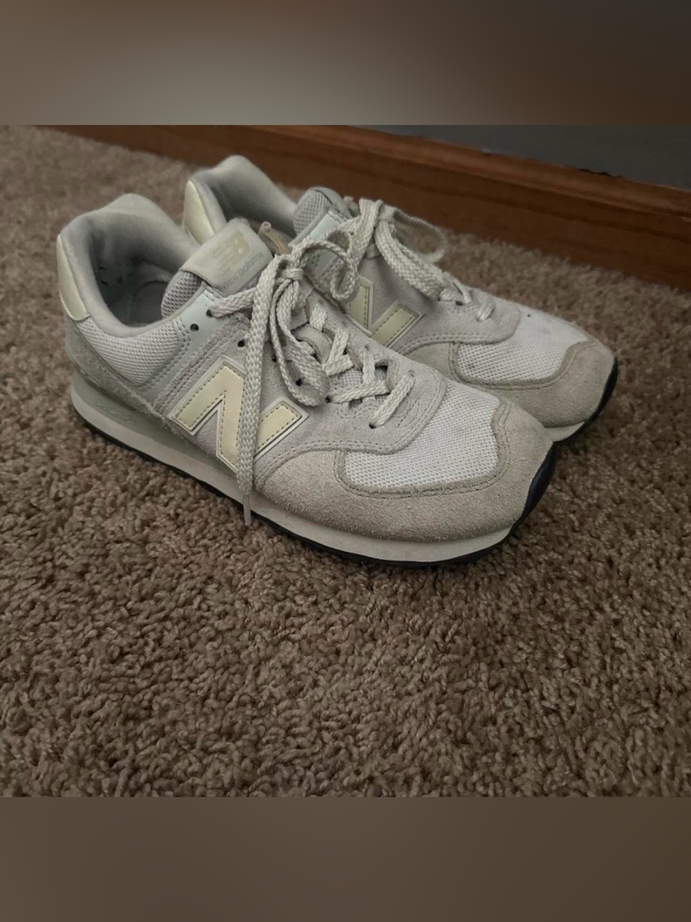 New Balance Light Beige and White Retro Runners